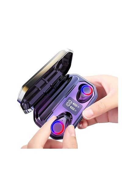 TECHSTAR Căști inteligente ® M12, fără fir, Bluetooth V5.0, tactile, afișaj digital, 2000 mAh, pentru iPhone