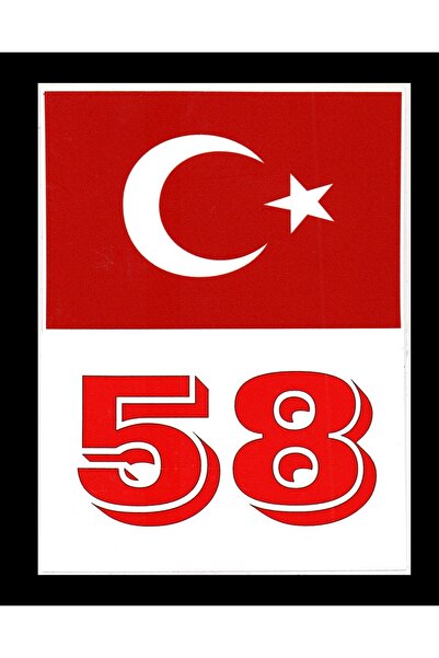 BsElektronik Türkiye Bayraklı Sivas 58 Plaka Kodu Ön Cam Sticker