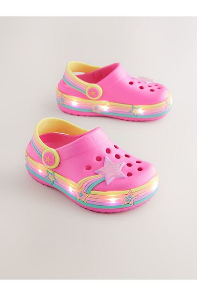 Next Baby Pink Star Patterned Lighted Slippers / Sandals