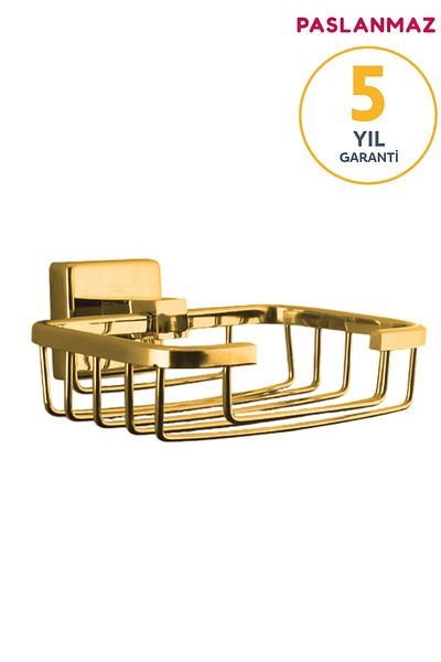 BanyomHome Сапунерка Aksu от неръждаем месинг, 5 части, монтирана на тел, златиста