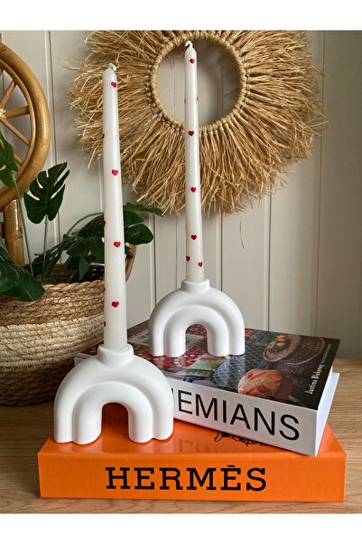 Porselian Gökkuşağı Renkli Beton Şamdan Mumluk 9x11 cm – Modern ve Dekoratif ...