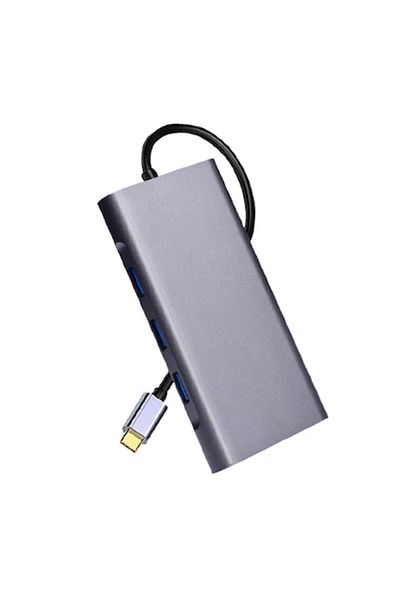 OEM Adaptor multiport Hub 10 in 1, USB-C, Audio, LAN, HDMI, VGA, SD, Micro SD, 3 X USB 3.0, Gri