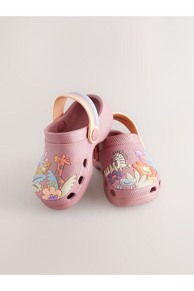 Next Baby Pink Safari Patterned Slippers / Sandals