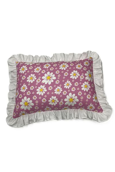 LILYUM Digital Printed White Ruffle Pillow Case - 1 Piece