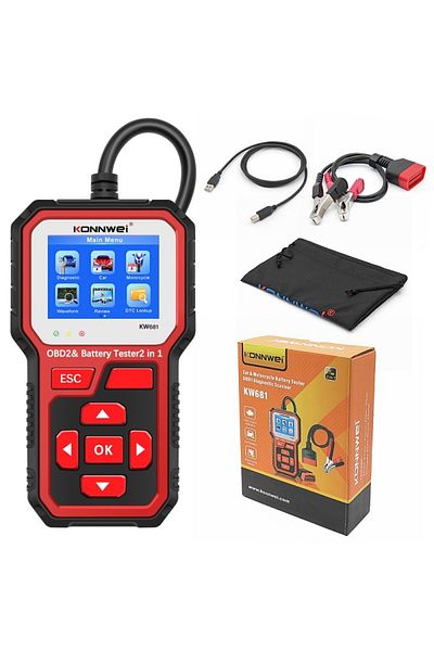 KONNWEİ Konnwei KW681 2in1 Car Battery Diagnosis and Tester, 6V and 12V, Bluetooth 5.0 Voltage Testing, Cold