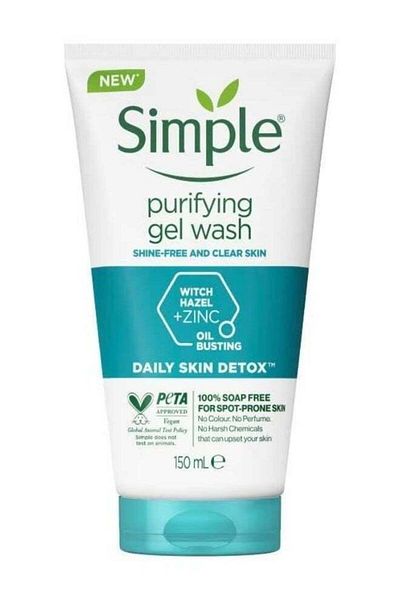 Simple Purifying Gel Wash Shine Free And Clear Skin Daily Skin Detox 150 ml