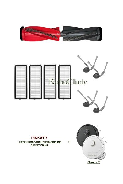 Roboclinic Perie principală compatibilă cu aspiratorul robot Roborock Qrevo C, perie laterală, set de filtre Hepa-10 bucăți