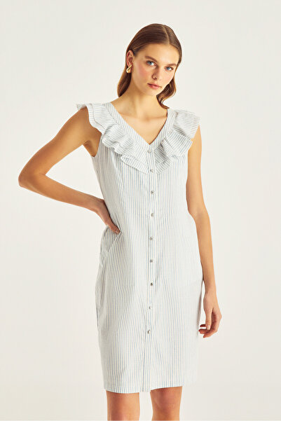 Naramaxx Fırfırlı Diz Boy Çzigili Elbise