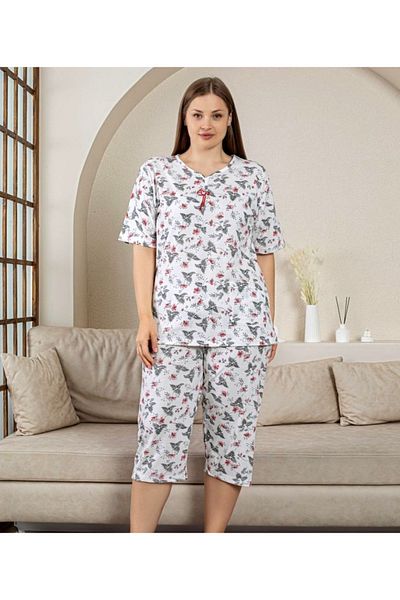 Star Fashion Women's cotton pajamas, plus sizes, Capri style, with three-quarter length pants