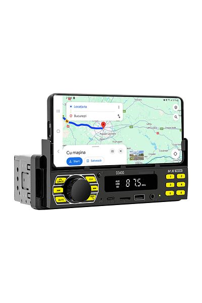 MaxTech Radio mp3 Player, Car cassette player with phone holder, Remote control, Bluetooth 5.0, USB, CardSD, Aux