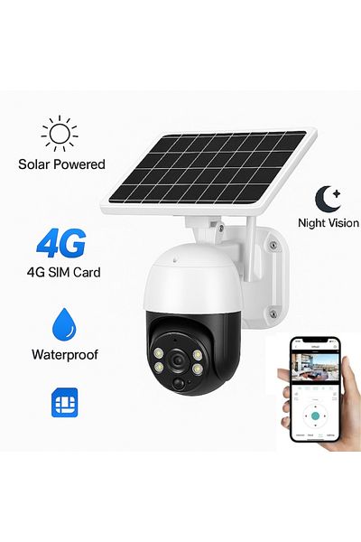 rut&cari Camera Supraveghere 4G Solara 5MP, Rotire 355°, IP66, Night Vision, Exterior, Infrarosu, zoom optic