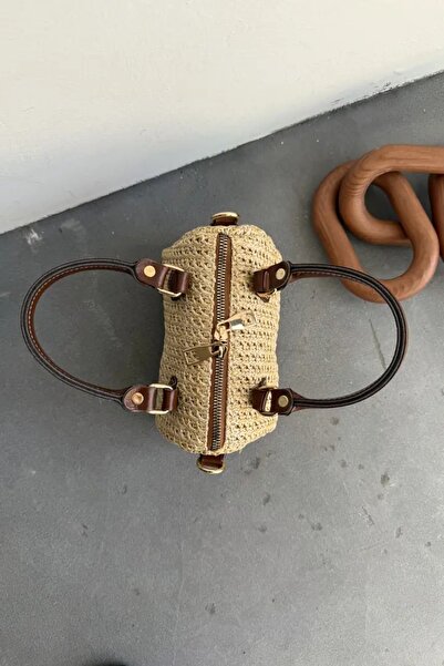 LEONAS Little Straw Women's Hand and Shoulder Bag Clarise Brown