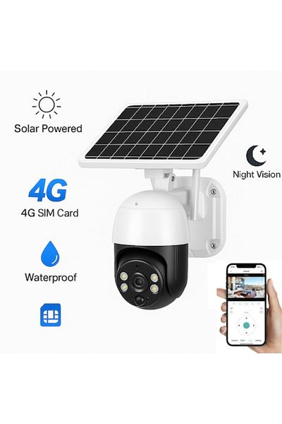 rut&cari Camera Supraveghere 4G Solara 5MP, Rotire 355°, IP66, Night Vision, Exterior, Infrarosu, zoom optic