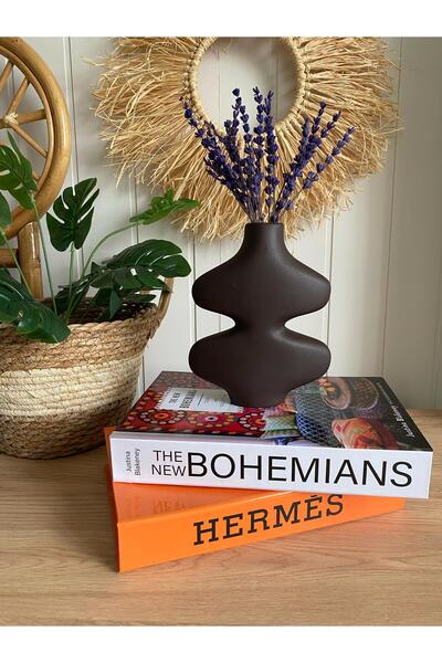 Porselian Butterfly Model Plaster Vase 18,5X15,5 Bohemian Vase