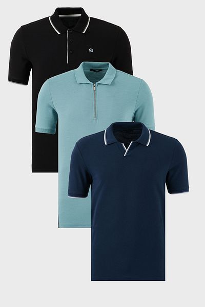Buratti Cotton Regular Fit 3 Pack Polo Neck t Shirts Men Polo Neck t Shirt 59029641518S3