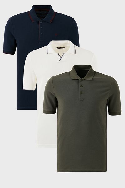 Buratti Tricou cu gât polo din bumbac, cu croiala normală, pachet de 3, pentru bărbați, tricou cu gât polo 59029641827S3