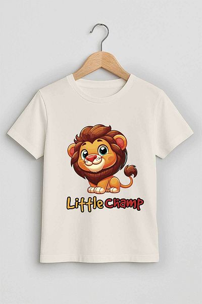 peki baby&kids Well Boy's Combed Little Champ Lion Yellow Red T-Shirt 19587