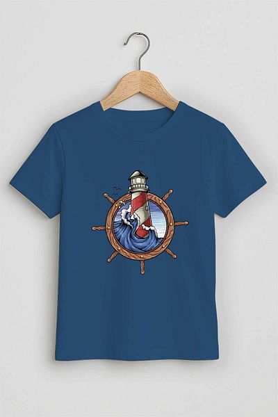 peki baby&kids Bine, tricou YAZ pentru băiat, cu un singur tricou Rudder Lighthouse 19588