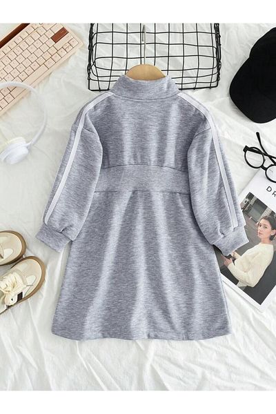 NoVibe Children's B Printed Half Zipper Stand Collar Mini Dress