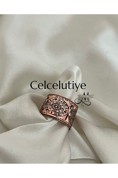 MerveninYaziAtolyesi Celb-I Protection Pure Copper Adjustable Ring