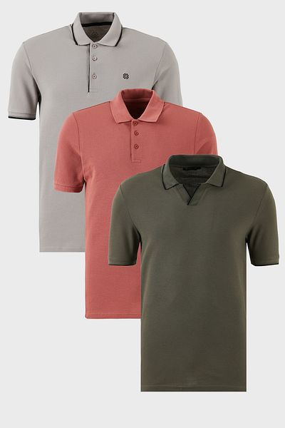 Buratti Cotton Regular Fit 3 Pack Polo Neck t Shirts Men Polo Neck t Shirt 59029641827S3