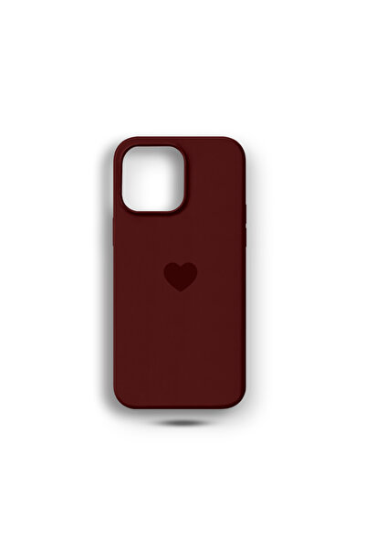 EXS Aksesuar Iphone 13/14 Bordo Kalp Uyumlu Içi Kadife Lansman Silikon Kılıf ...
