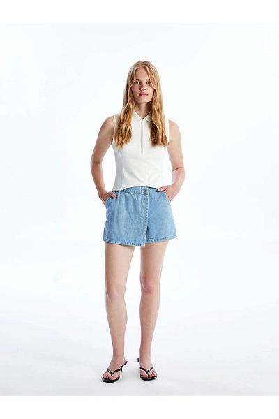 LC Waikiki LCW Jeans Indigo Standard Fit Femei Jean Shorts Fusta AS