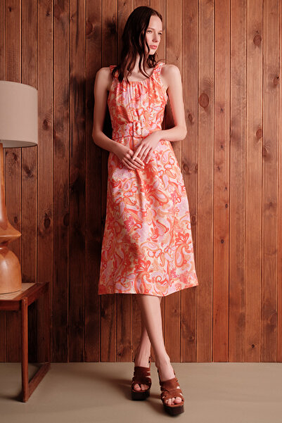 Naramaxx Desenli Midi Boy Elbise