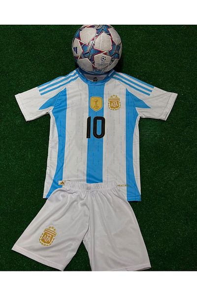 Lion Spor Argentina Messi Blue Striker Cupa Mondială Set de 4 tricouri de fotbal pentru copii56246424646