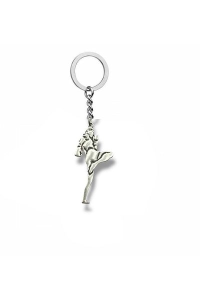 Herşey Nota Unisex Keychain with Muay Thai Fighter Figure – Symbol of Martial Arts and Power