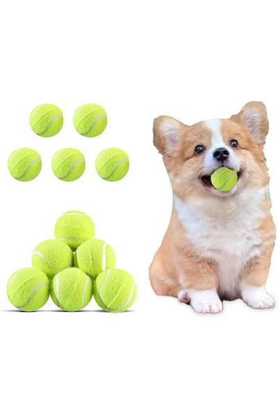 TrioStore Set de 11 mingi de tenis profesionale pentru câini, TrioStore®, cauciuc/polipropilenă, 6,5 cm, fluorescente