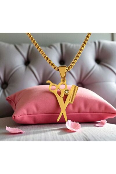 AKSESUARIM Berber Makas Tarak Tasarımlı Çelik Kolye Ucu