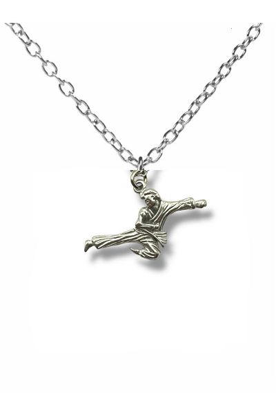 Herşey Nota Unisex Necklace with Karate Figure – 60 cm Chain, Martial Arts and Discipline Themed Design
