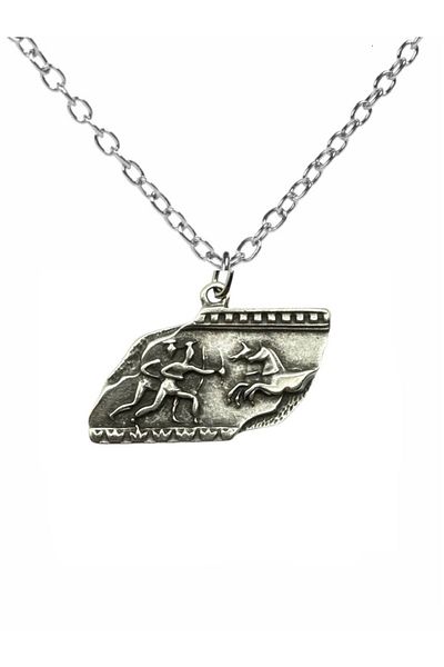 Herşey Nota Unisex Necklace with Ancient Symbol Figure – 60 cm Chain, Zamak Plated Design with History and Civilization Theme
