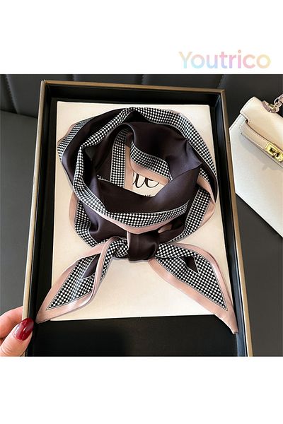 Youtrico Long silk scarves,Headbands,Colour-block stitching,147cm