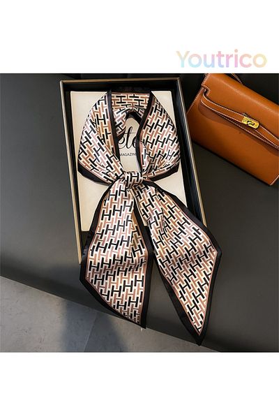 Youtrico Long silk scarves,Headbands,Contrast, letters,147cm
