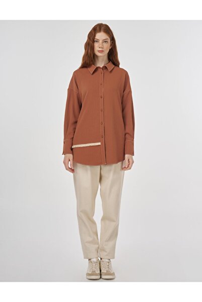 KYR Tifsitmeli Asymmetric Cut Tunic Tobacco