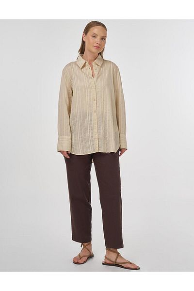 Kayra Μοτίβο ρίγες Lyocell Tunic ανοιχτό γκρι