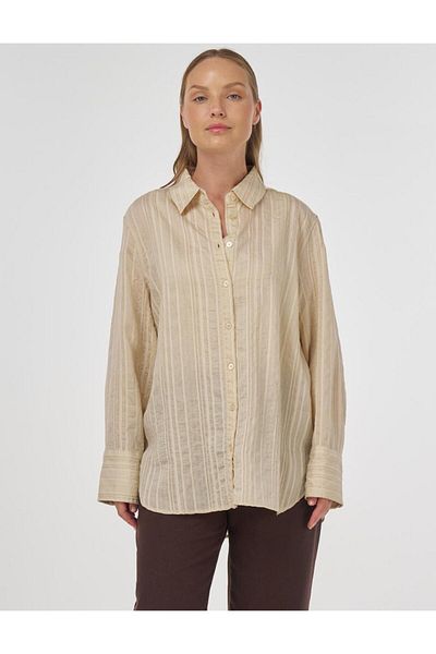 Kayra Μοτίβο ρίγες Lyocell Tunic ανοιχτό γκρι