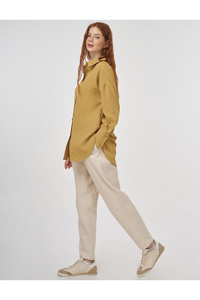 KYR Tifsitmeli Asymmetric Cut Tunic Mustard