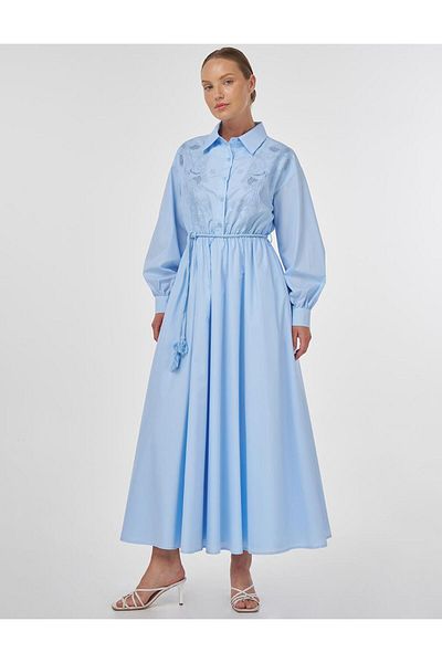 Kayra Λέιζερ κομμένο βαμβακερό μάξι φόρεμα Ice Blue