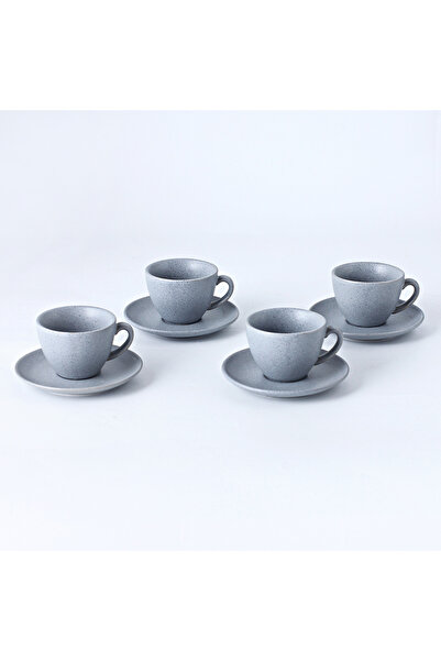 sharpdo 200 ml Grey Variegated Point Ceramic Glaze Craft Coffee Cup And Saucer