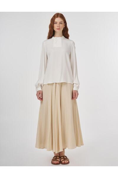 KYR Button Detailed Viscose Blouse Ecru