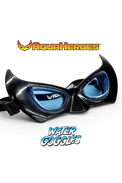 Toybox Avengers Superhero Kids Swimming Goggles, Super Heroes Themed Adjustable Swim Mask, Black