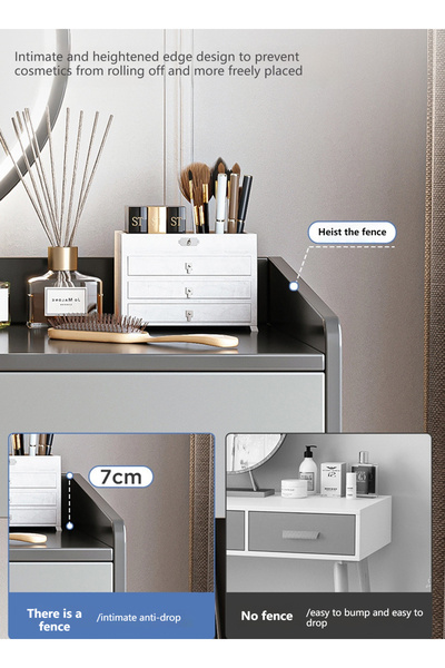 sharpdo Home Bedroom Dressing Table Storage Cabinet with LED Hd Makeup Mirror, 2 Drawers 100*40*116CM