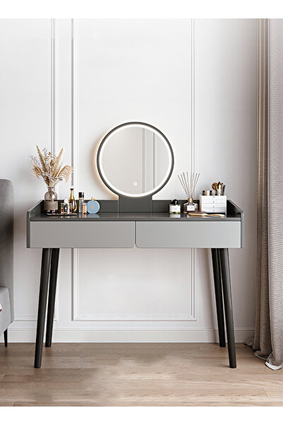 sharpdo خزانة تخزين لطاولة الزينة في غرفة النوم الرئيسية مع مرآة مكياج LED عالية الدقة، درجين 100*40*116 سم