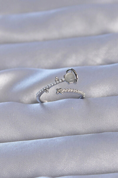 Belle Fusion خاتم BFS من النحاس والفضة اللون وحجر الزركون واللؤلؤ ونموذج زحل ...