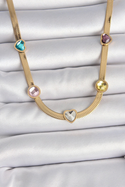 Belle Fusion BFS 316L سلسلة إيطالية من الفولاذ باللون الذهبي مع حجر الزركون ا...