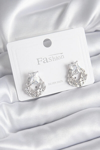 Belle Fusion أقراط نسائية من حجر الزركون باللون الفضي من BFS