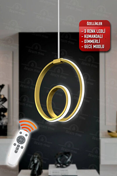 durulight Eskitme Kumandalı 3 Renk Ledli Dimmerli Modern Ledli Avize